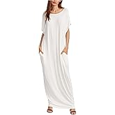 Verdusa Women's Short Sleeve Loose Long Maxi Lounge Dress with Pockets