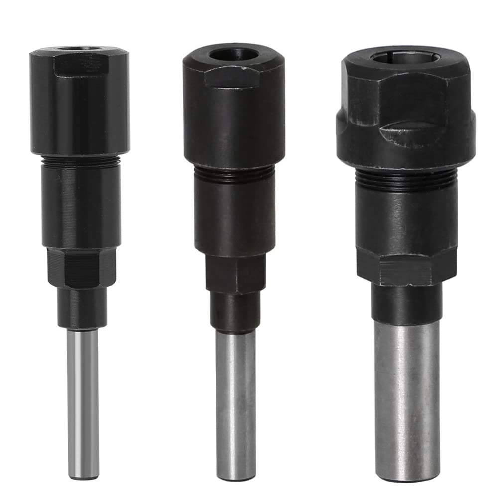 CENPEK 3pcs Router Chuck Extension Set for 1/4", "1/2", "8mm Bits; Alloy Steel; Compatible with Milling, Engraving Machines