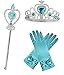 Princess Dress up Party Accessories - 3 Piece Gift Set: Gloves, Tiara and Wand (Aqua Blue)