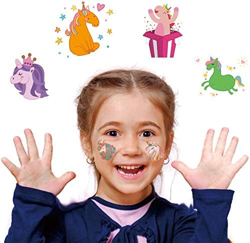 Unomor 144PCS Unicorn Short-term Tattoos for Unicorn Occasion Favors Provides 24 Types Unicorn Stickers for Children Birthday Occasion Provides Present Occasion Ornament