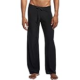 Men Soft Ice Silk Long Yoga Pants Sexy Low Rise Elastic Drawstring Sleep Bottoms