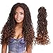 Eerya 3 Packs Goddess Locs Crochet Hair 18 Inch Curly Faux Locs Crochet Braiding Hair Extensions for Black Women Synthetic Pre-looped Wavy Goddess Faux Locs Crochet Hair (3Packs/Lot, 1B/27#)