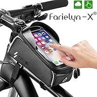 Farielyn-X Bike Phone Front Frame Bag-Waterproof Bicycle Top Tube Cycling Phone Mount Pack with Touch Screen Sun Visor Large Capacity Phone Case for Cellphone Below 6.5