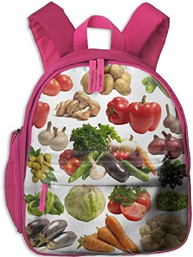 Vegetales Rows Pattern Printed Oxford School Bag Kids Double Zipper Closure Travel With Front Pockets
