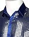 JOGAL Mens Dress Shirt Silver Sequins Long Sleeve Button Down 70s Disco Shirt Party Costume Large A348 RoyalBlue