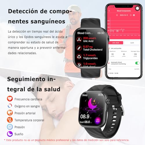 Marsyu 2026 New Smart Watch with ECG/Blood Pressure/HRV/Sleep/Temperature, Man Woman, 1.97" AMOLED Smartwatch Health with Bluetooth Calls/24H Heart Rate Monitor/SpO2/IMC/SOS,Body Composition