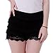 HDE Women's Lace Shorts Fitted Scallop Hem Crochet Mini Hot Pants (Black, Large)