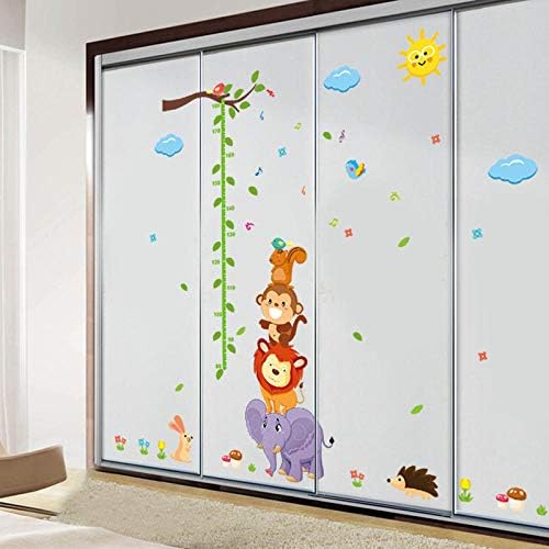 ajhsuwn Animal Monky Bird Lion Sky Sun Tree Baby Child Height Measure Growth Chart Home Decal Wall Sticker Kid Room Nursery Kindergarten