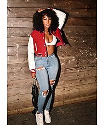 Womens Varsity Jacket Button Down Long Sleeve