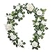 Ling's Moment Artificial Rose Flower Runner Rustic Flower Garland Floral Arrangements Wedding Ceremony Backdrop Arch Flowers Table Centerpieces Decorations (5FT Long, Ivory Roses)