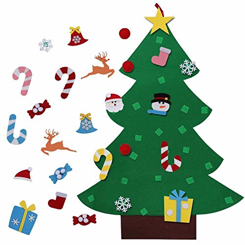amoHome DIY Felt Christmas Tree Set 26pcs Detachable Ornaments, Wall Hanging Xmas Gifts Decorations