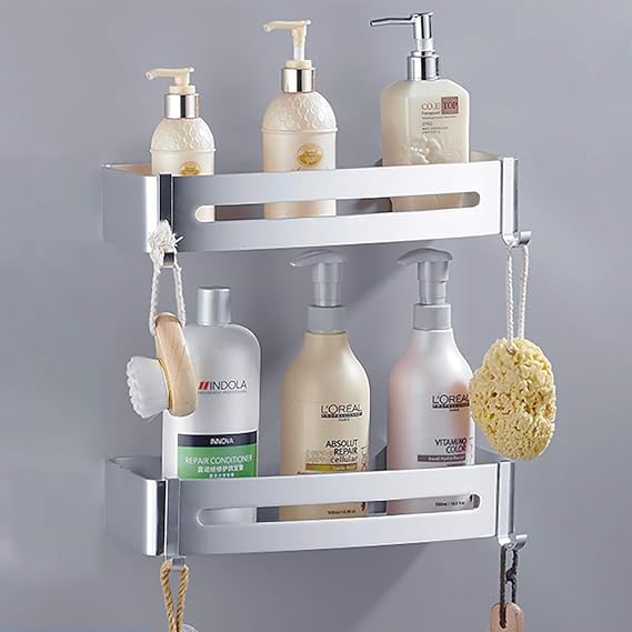 Felibeaco 2 Pack Shower Caddy, Aluminum Rectangle Bathroom Shelf