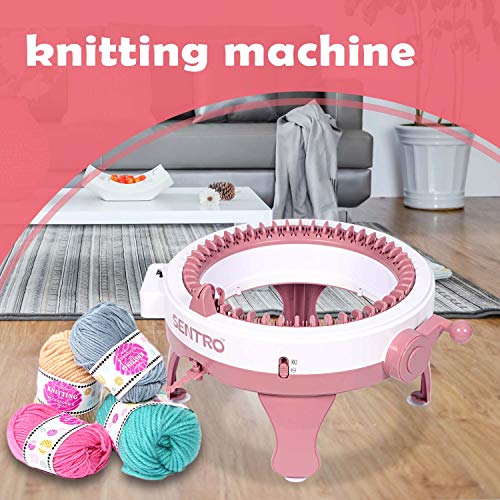 Knitting Machine with Row Counter, 48 Needles Smart Weaving Loom Round Knitting Machines, Knitting Board Rotating Double Knit Loom for Sock/Hat, Weaving Loom for Adults or Kids