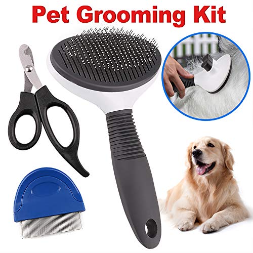 3 in 1 Dog Grooming Brush Kit, Set of 3 Dog Nail Clippers, Cat Flea