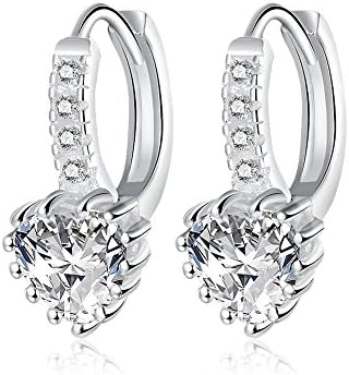 925 Silver-Plated Heart Cubic Zirconia Accent Hoop Clip on Earrings(1.6cttw)