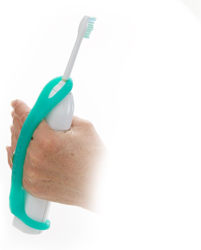 EazyHold Silicone Adaptive Aid (10 Years to Medium Size Adult) for Those with Limited Hand Mobility, Cerebral Palsy, Stroke, Occupational Therapy or Physical Therapy use (Aqua - 6 1/2"- 2 Pack): Health & Personal Care