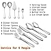 Flatware Set Service for 8, E-far 45-Piece Stainless Steel Silverware Utensil Set with Serving Set, Perfect for Big Family/Wedding/Hotel/Restaurant - Dishwasher Safe