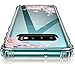 Hocase Galaxy S10 Case, Clear Hard Plastic Back Cover+Shockproof TPU Rubber Bumper Corners Hybrid Slim Protective Case for Samsung Galaxy S10 (SM-G973U) 6.1-inch 2019 - Rose Gold Flowers