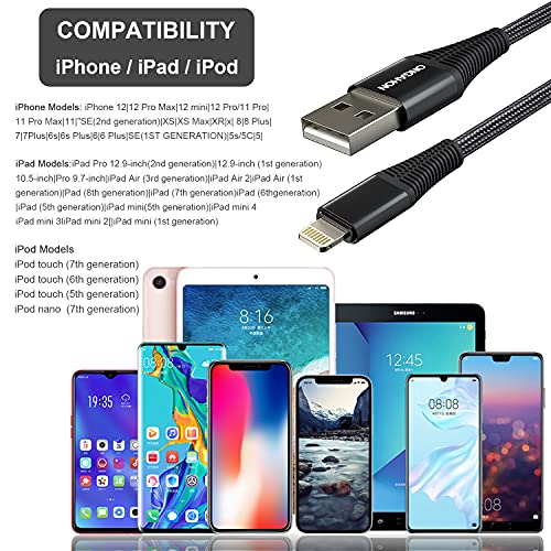iPhone charger cable ONGAHON 3Pack {3.3ft/1M 6.6ft/2M 10ft/3M} USB iPhone Charging Cable Compatible With iPhone 12/11 Pro Max XS Max X 8 7 Plus 6 6s 5c,SE 2020,iPad And More