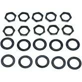 Dopro 10-Pack Brass USA 3/8"-32 Thread Guitar Pots Nuts Potentiometer Hex Nuts Guitar/Bass Jack Nuts and Washers for US CTS Pots/Switchcraft/Pure Tone Jacks Black