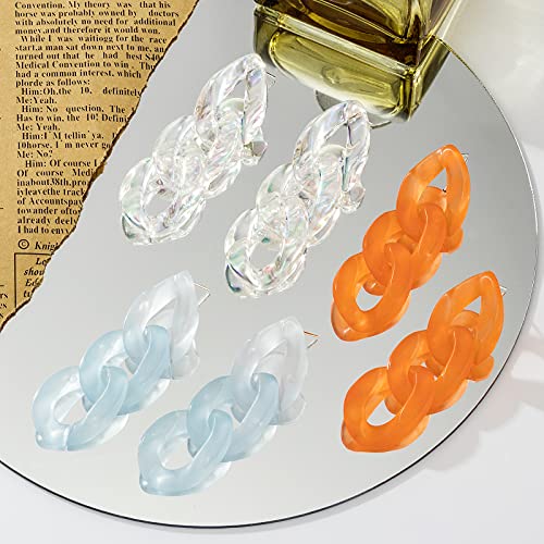 Heytree 3 Pairs Cool Luminous Fruit Jelly Chain Earrings For Women Girls Korean Temperament Personality 2021 Cold Wind Candy Color Chain Geometric Earrings