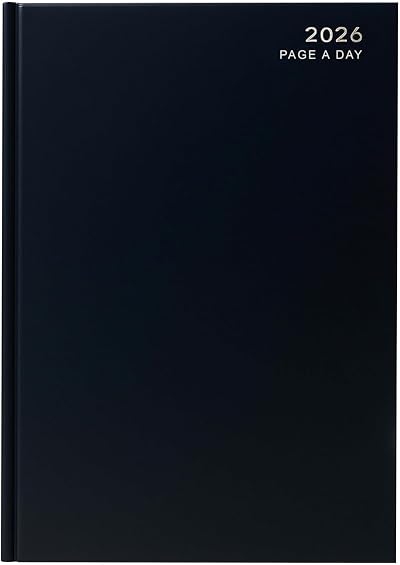 Karrma 2026 A4 Day to Page Diary Black Hardback with Ribbon Marker