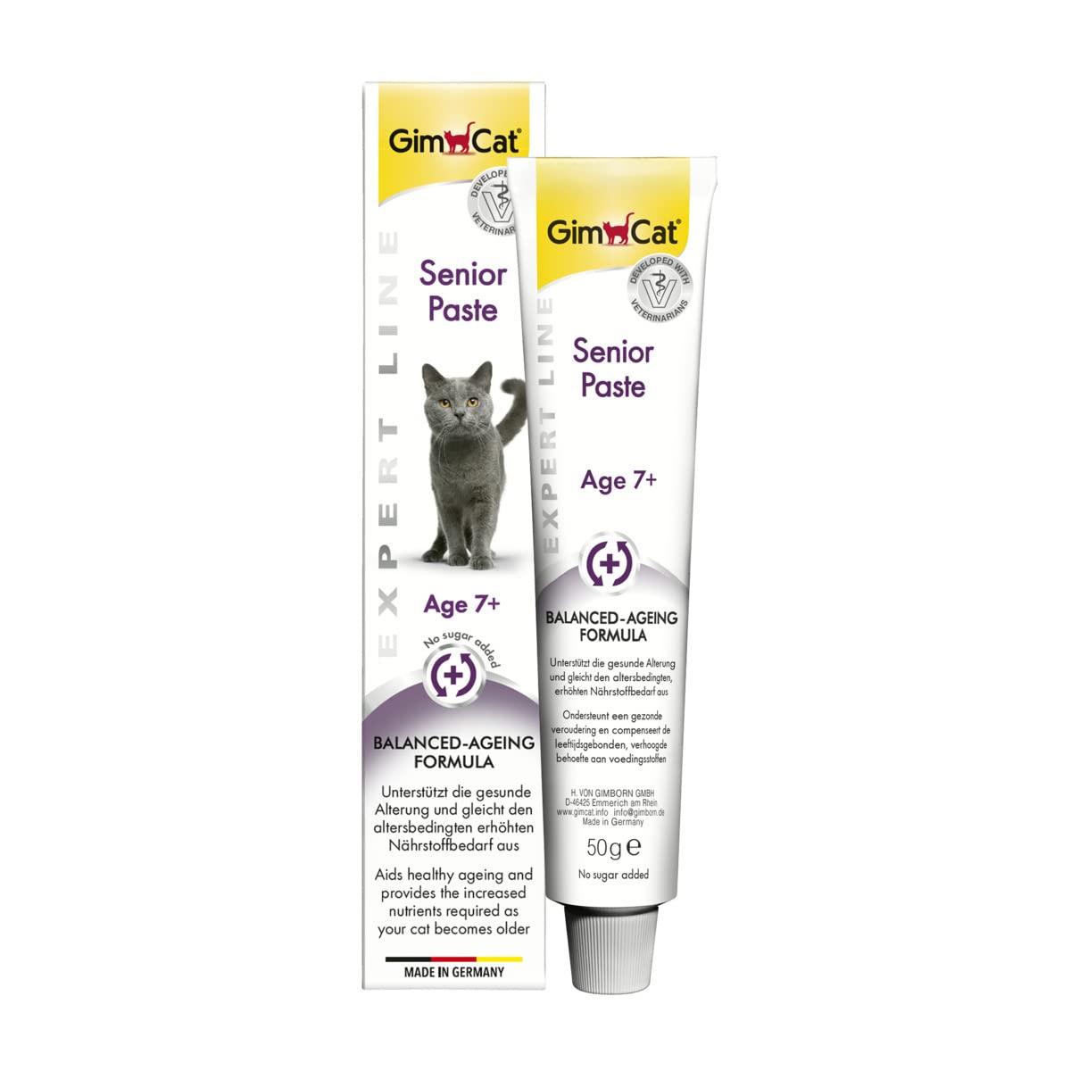 GimCat EXPERT LINE Senior Paste - This functional cat snack supports healthy ageing for cats aged 7 years and older - 1 tube (1 x 50 g)