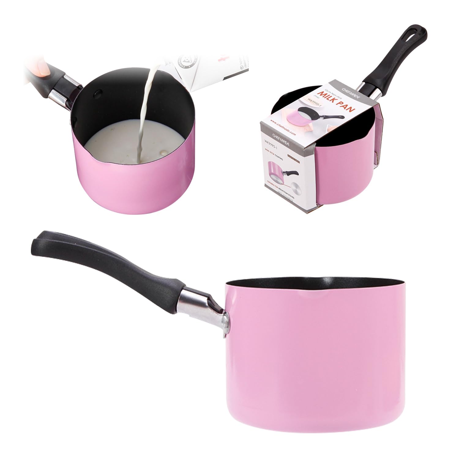 Mini Saucepan, 10cm Pink Nonstick Milkpan with Double Pouring Lips, Tea Coffee Egg Boiling Pot Milk Pot Stockpot Small Sauce Pot, Dishwasher Safe — image 1