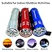 GenMax Pack of 3 Super Bright Mini Aluminum 9 LED Flashlight with Lanyard, Assorted Colors, Powered by AAA batteries (Not included), Best Torchlight for Trekking, Hiking, Fishing, Camping, Boating