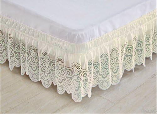 hxxkactLace Wrap around bed, Skirt elastic dust ruffle easy fit Wrinkle and fade resistant solid color hotel quality fabric 15inch Drop Queen-king Full Pins Twin-D 150x200cm(59x79inch)