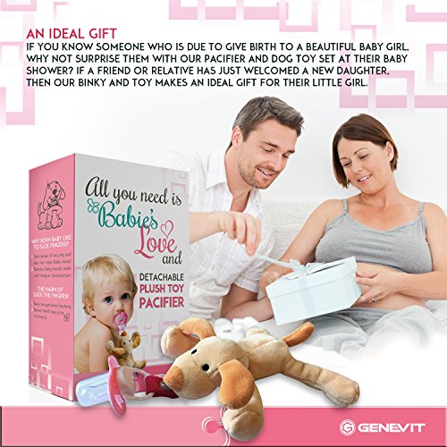 Baby Pacifier with Stuffed Animal Dog Toy Attached Detachable for