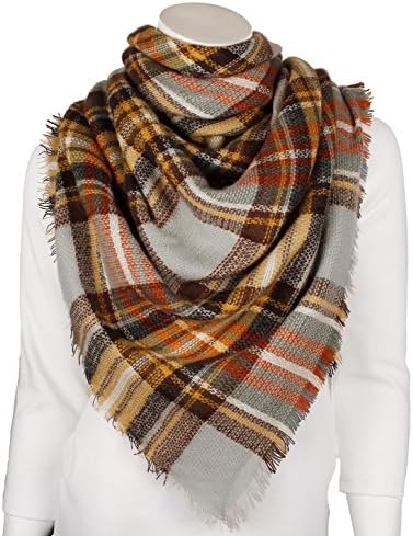 Women's Plaid Design Multicolor Blanket Scarf - 7 Color Options (Light Blue - Multi)