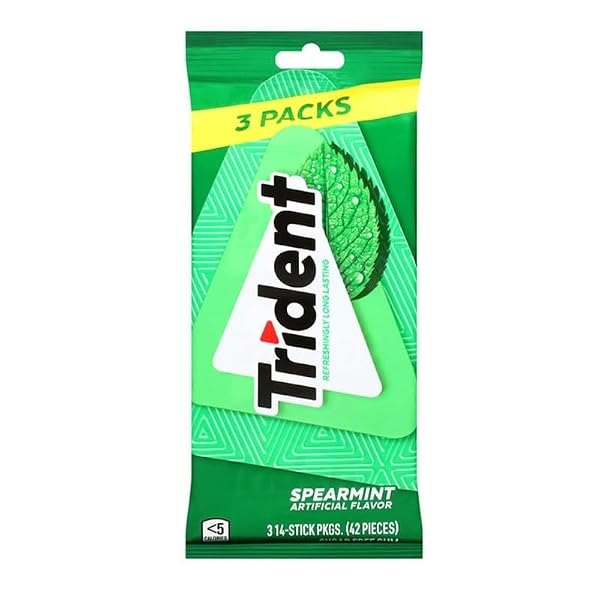 TRIDENT, GUM, SUGAR FREE, SPEARMINT, 3 PACKS, 3...