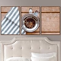 3 Piece Framed Canvas Wall Art Cup of Tea Canvas Prints Home Artwork Decoration for Living Room,Bedroom - 16