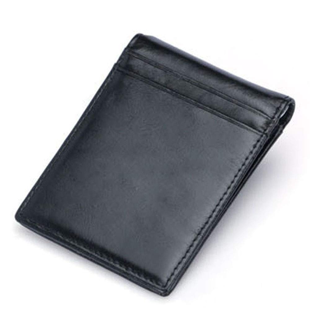RFID Blocking Wallet Money Clip en Cuir pour Hommes, Jingleer Slim Black Bifold Carte de crédit Porte-Monnaie avec fenêtre Transparente pour ID Photo, permis de Conduire
