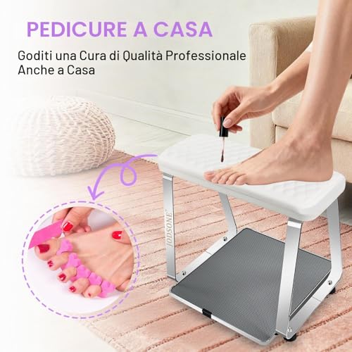 JODSONE Pedicure Foot Support with Soft Cushion, Stool, Nail Lifter, Removable Stainless Steel Pedicure Station, Home and Salon Use