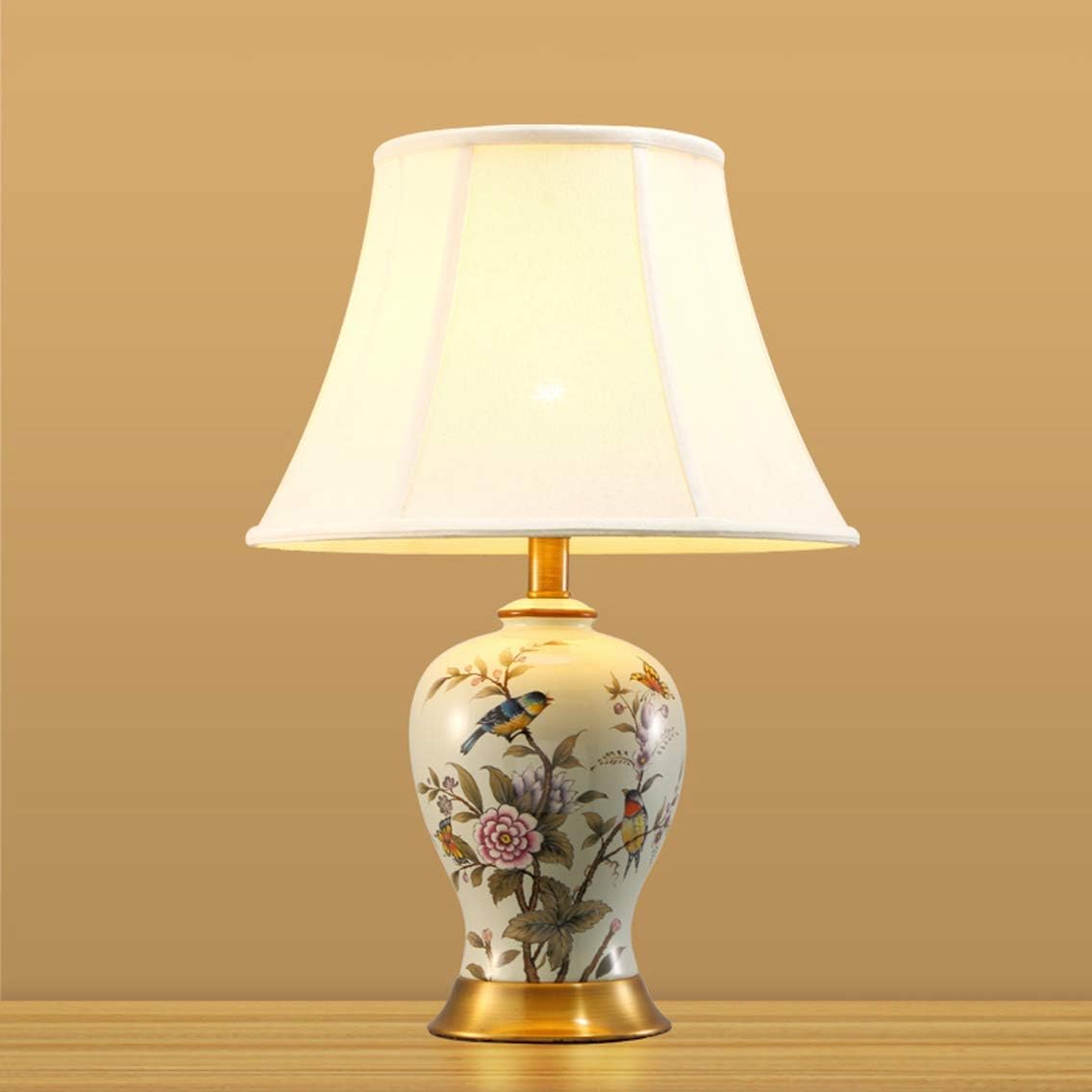 Carl Artbay Home Table Lamp American Flower and Bird Ceramic Table Lamp, Bedroom Bedside Lamp, Chinese Study Room Lamp, Living Room Porcelain Bottle Lamp High-end Decorative Lights