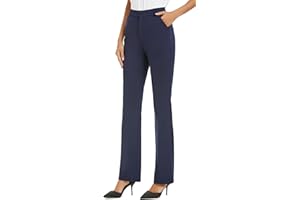 iChosy Women's Stretchy Straight Leg Dress Work Pants Business Office Casual Slacks with Pockets
