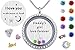 beffy Girls & Boys Gift from Mother,Mom,Mammy, 30mm Round Floating Living Memory Locket Necklace with Backplate Inscription, 12 Birthstone & Charm