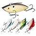 RUNCL Anchor Box - Lipless Crankbaits, Rattle Trap Lures - Tight Wobble Action, Mustad Treble Hooks, 3D Life-Like Eyes, 5 Proven Colors, Tackle Box - Full Swimming Layer Baits (Pack of 5)