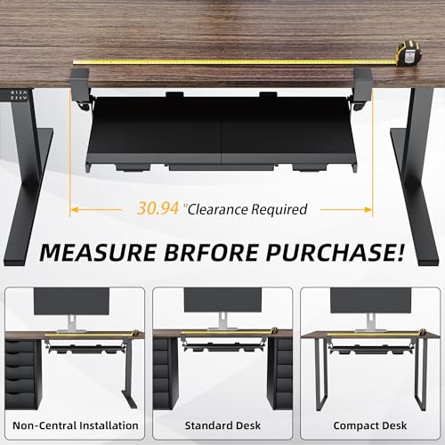ETHU Keyboard Tray Under Desk, Corner Keyboard Tray with 45° Adjustable C Clamp for L Shaped Desk, Computer Keyboard & Mouse Tray Smooth Slide Out for Typing, 26.77" W x 11.81" D, Black