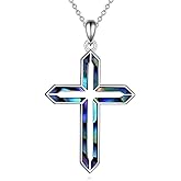 YAFEINI Religious Cross Pendant Necklace Sterling Silver Cross Pendant Jewelry Gifts for Women Men
