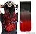 Black to burgundy to Red three Colors Ombre hair extension, Synthetic Hair extensions UF208