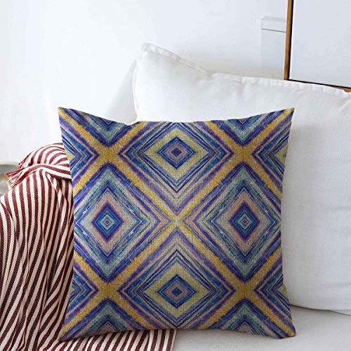 Staroatl Decorative Linen Throw Pillow Covers Ethno African Rhombus Abstract Tribal Modern American Aztec Boho Ethnic Retro 18" x 18" Square Cushion Case for Home Decor