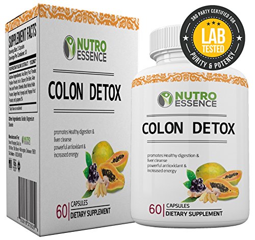 Nutro Essence Colon Detox Cleansing Dietary Supplement 60 Capsules | Natural Formula With Fruit Extracts & Antioxidants | Improve Digestion, Cleanse Bowel, Alleviate Bloating & Promote Weight Loss