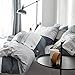 OREISE Duvet Cover Set King Size 100% Cotton Soft Bedding Set Gray Blue White Printed Striped Style,3Piece (1 Duvet Cover + 2 Pillowcase),Comfortable Luxurious