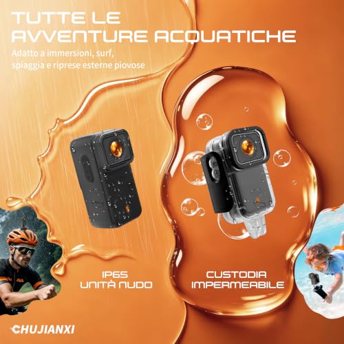 Mini Action Cam 4K, Action Cam WiFi Impermeabile, Bodycam Magnetica Professionale, Telecamera Indossabile per Casco Moto, Mini Action Camera per Sci Bici Equitazione MTB Calcio Snowboard Corsa