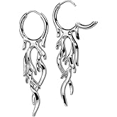Pierced Owl 18GA 316L Stainless Steel Flame Hinged Hoop Dangling Earrings, Sold as a Pair