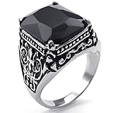 KONOV Mens Stainless Steel Ring, Vintage Engraved Fleur De Lis Dragon Claw, Black Silver, Size 10