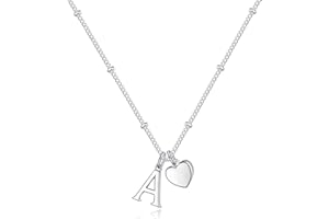 Vrsilver Heart Initial Necklaces for Girls -925 Silver Necklace for Women Teen Girl Gifts Dainty Heart Pendant Silver Initial Necklaces for Women Jewelry for Girls Necklace for Teen Girl Gifts